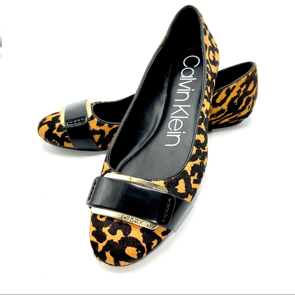 Calvin Klein Oneta Calf Hair Leopard Print Ballet Flat